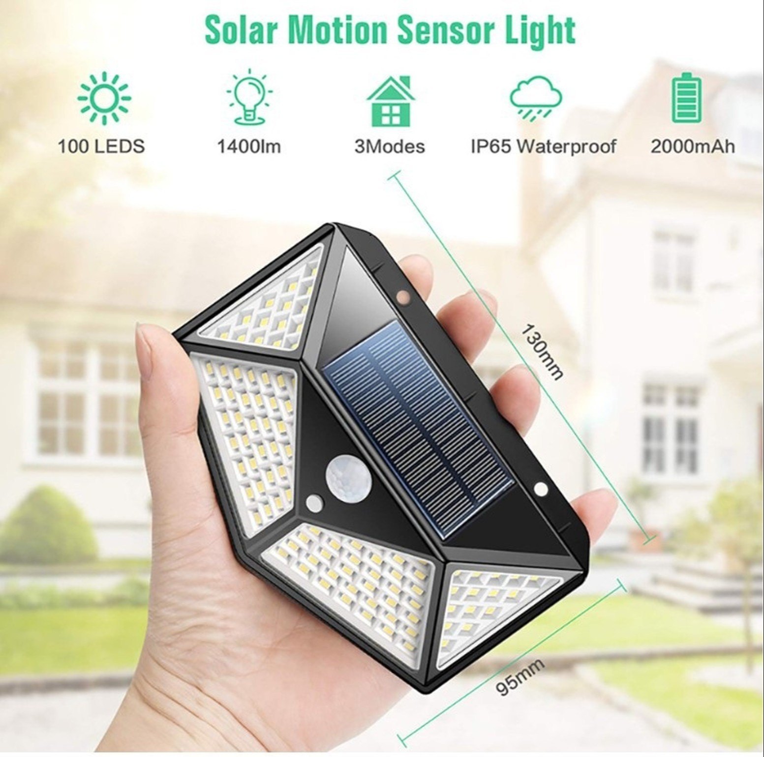 Solar Interaction Wall Lamp BK-100 - 100 LED Outdoor Motion Sensor Light